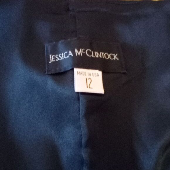 Jessica McClintock black taffeta cocktail dress with flower vintage size 12 - Picture 8 of 10